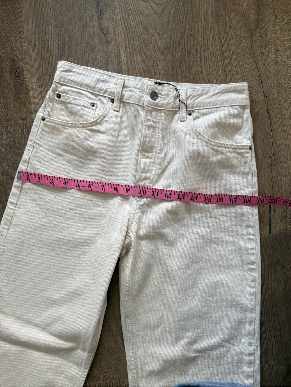 Zara 100%Cotton Cream Wide Leg Jeans - Picture 6 of 13